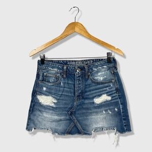 American Eagle Outfitters Womens Denim Mini Skirt Distressed Blue Y2K Size 2